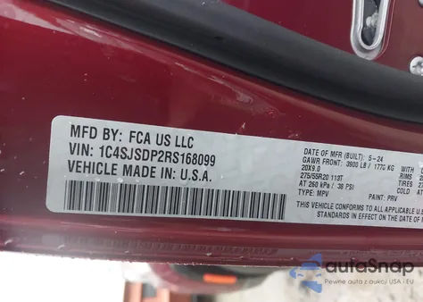 2024 Jeep Wagoneer L Series Iii 4X4 from USA, damaged, VIN 1C4SJSDP2RS168099